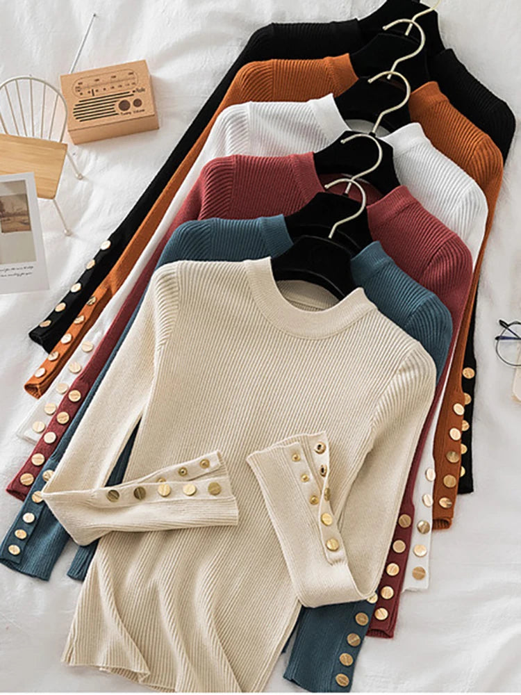 Womens Thick Casual Autumn Winter O-Neck Chic Slim Fit Pullover Sweater