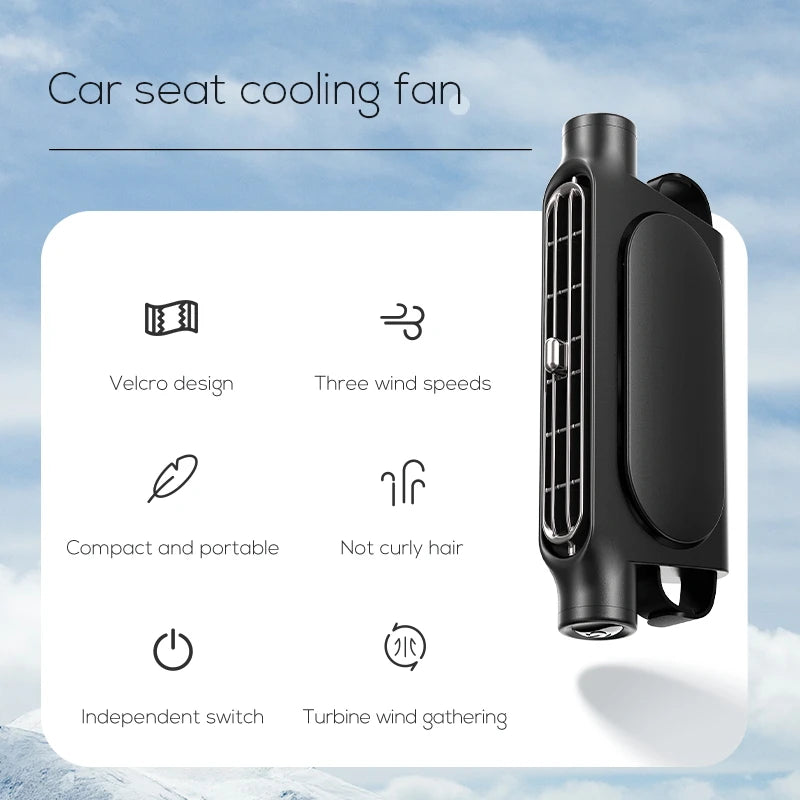 Portable USB Powered Car Headrest Seat Fan With Adjustable Strap