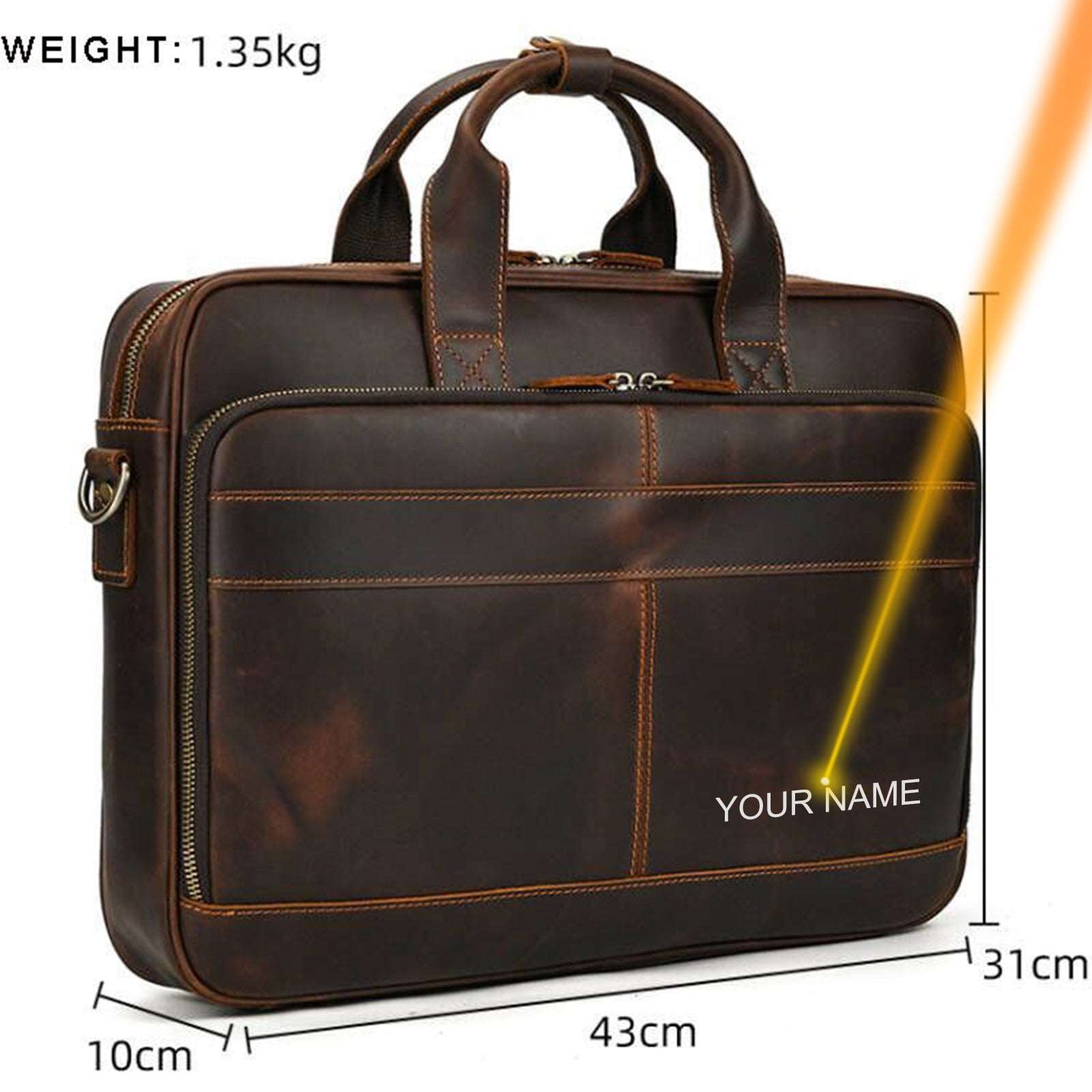 Mens Business Genuine Leather Laptop Briefcase Bag