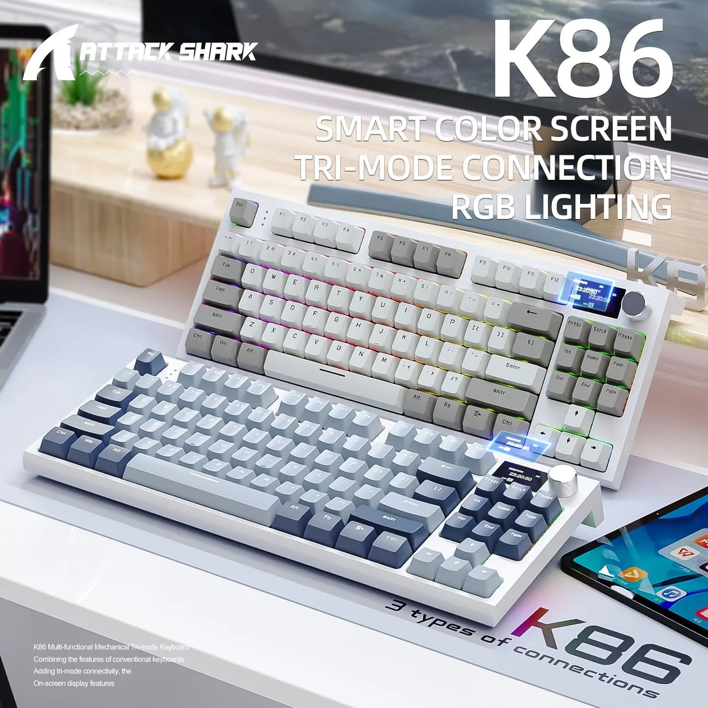 K86 Wireless Hot-Swappable Mechanical Keyboard With Display Screen