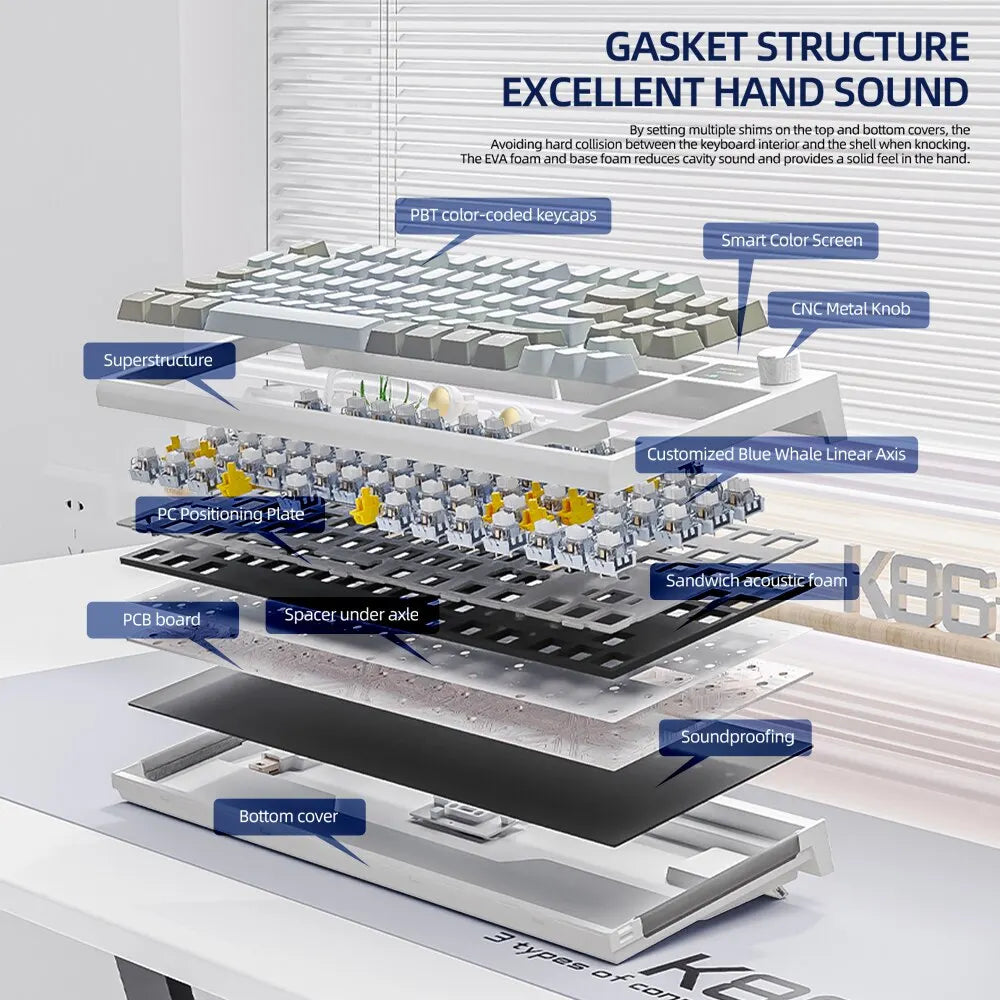 K86 Wireless Hot-Swappable Mechanical Keyboard With Display Screen