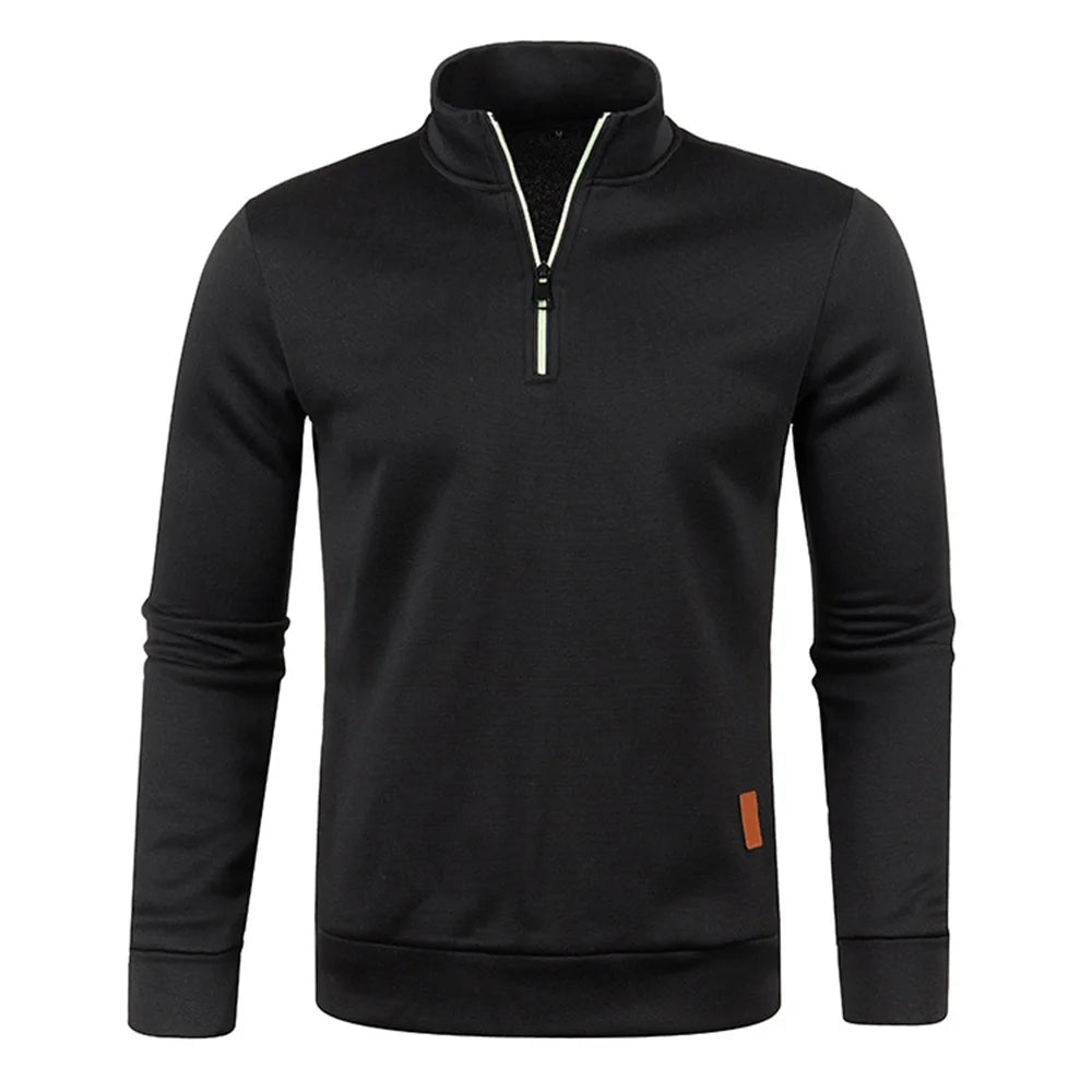 Mens Turtleneck Solid Thick Half Zipper Pullover Sweatshirt