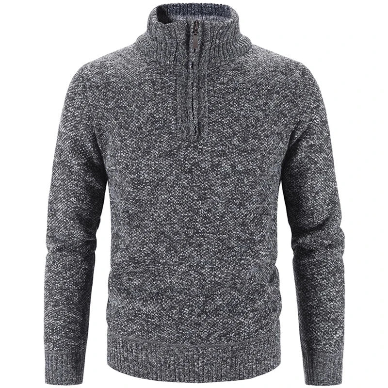 Mens Winter Thick Half Zipper Turtleneck Knitted Pullover Sweater