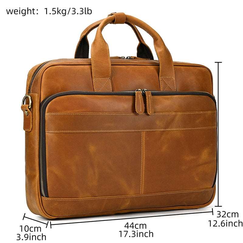 Mens Business Genuine Leather Laptop Briefcase Bag