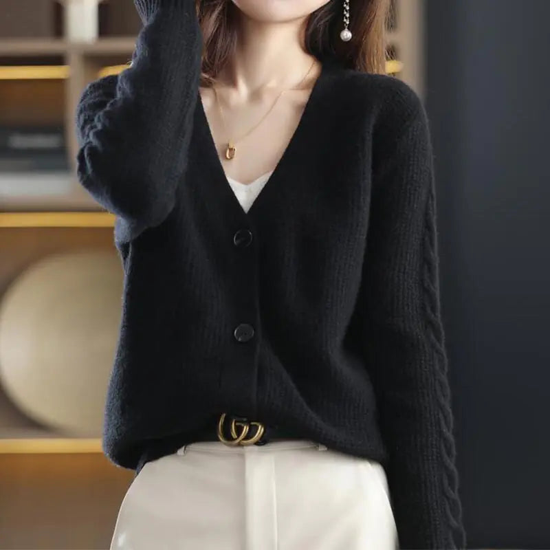 Womens Commute Solid Colour V Neck Cardigan Sweater