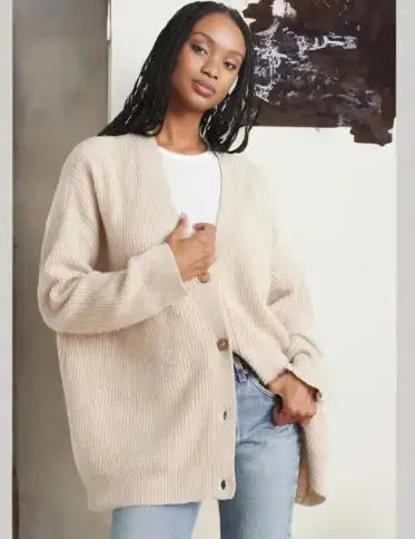 Womens Casual Cashmere Cardigan With V-Neck