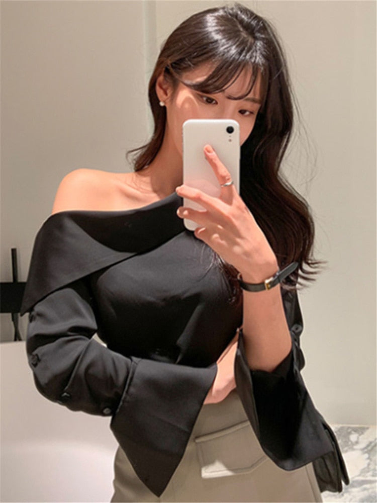 Womens Elegant One Shoulder Top