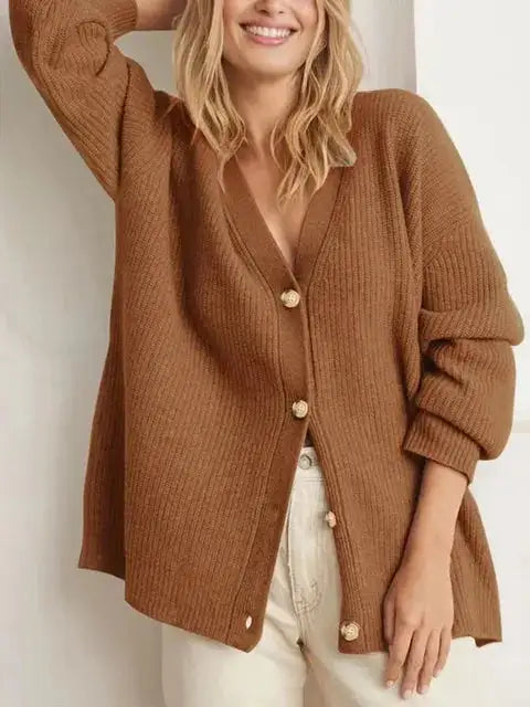 Womens Casual Cashmere Cardigan With V-Neck