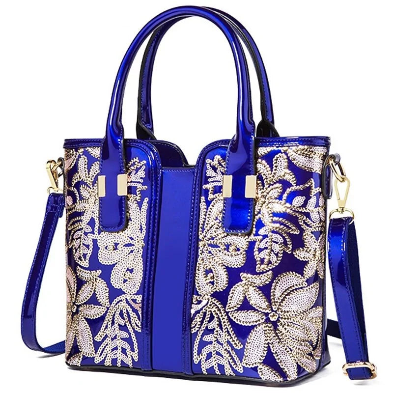 Womens Luxury High Quality Appliques Flower Messenger Bag