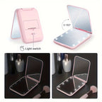 Double Sided Portable LED Pocket Compact Travel Makeup Mirror With Lights