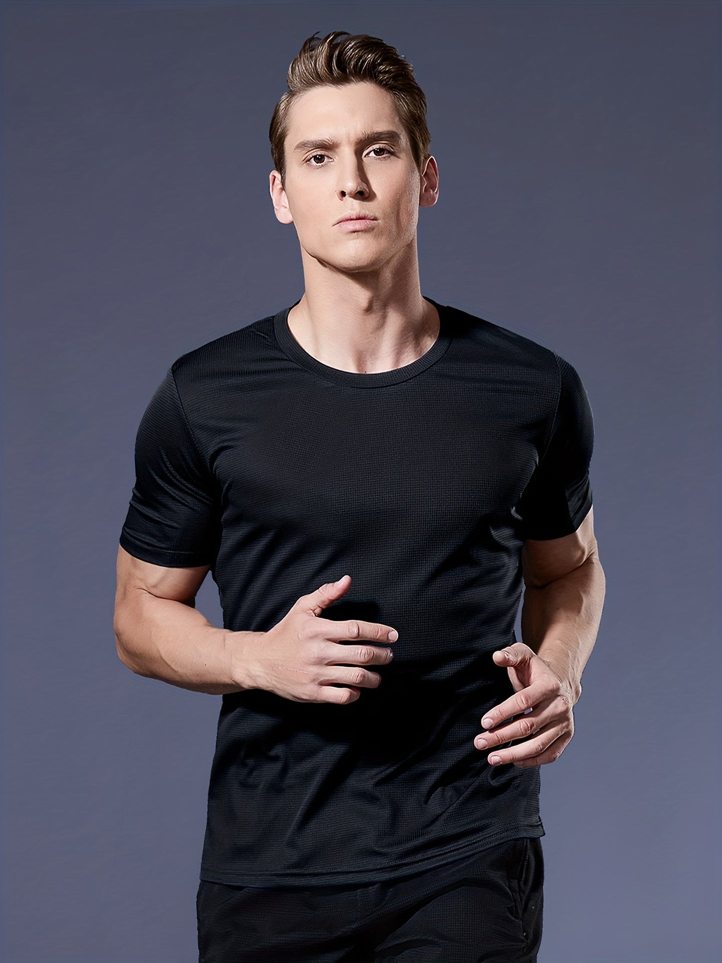 Mens Breathable Activewear Quick-Dry Ultra-Thin Lightweight Crew Neck Tshirt