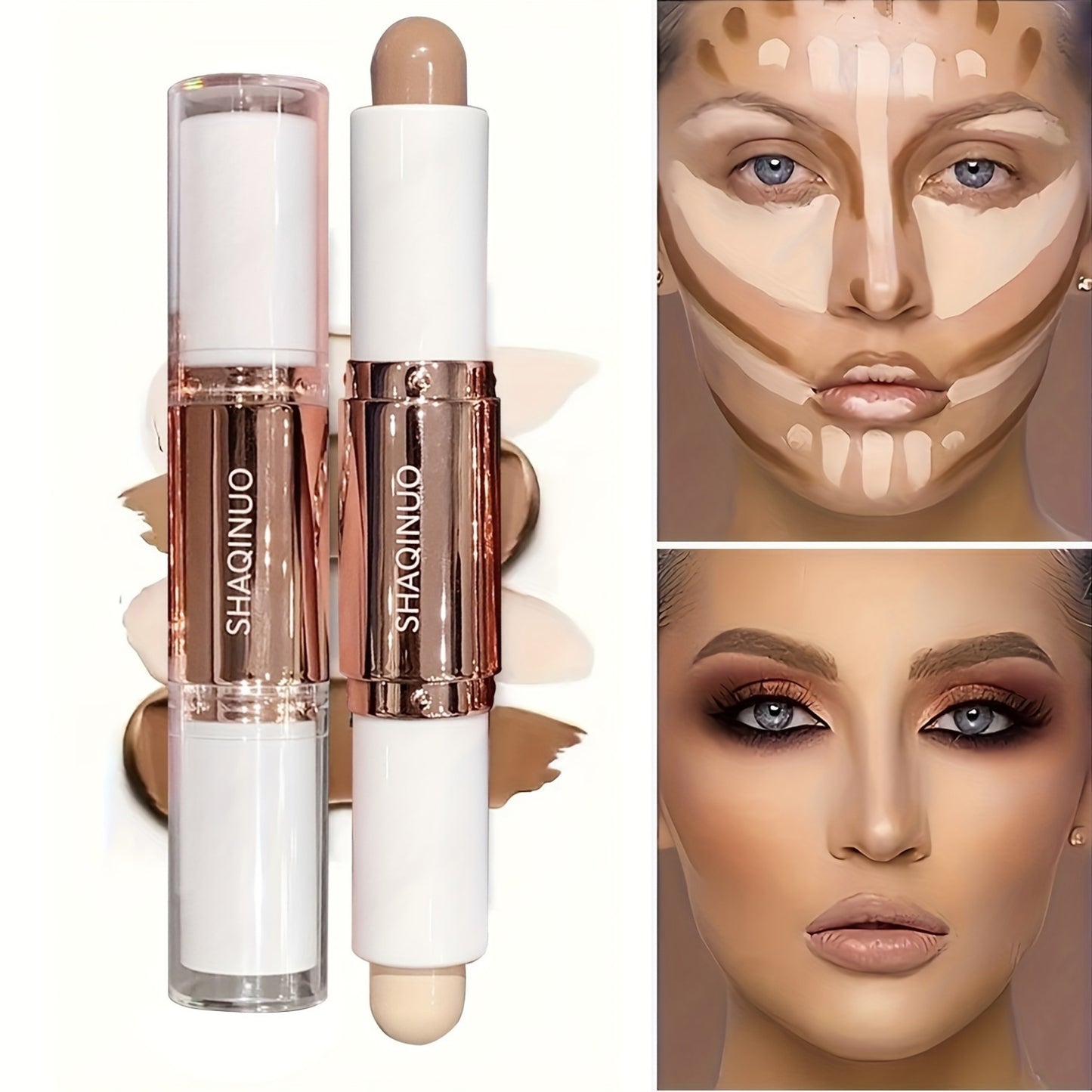 Waterproof Long Lasting Dual-Ended Highlighter And Contour Stick for Defined Facial Contours