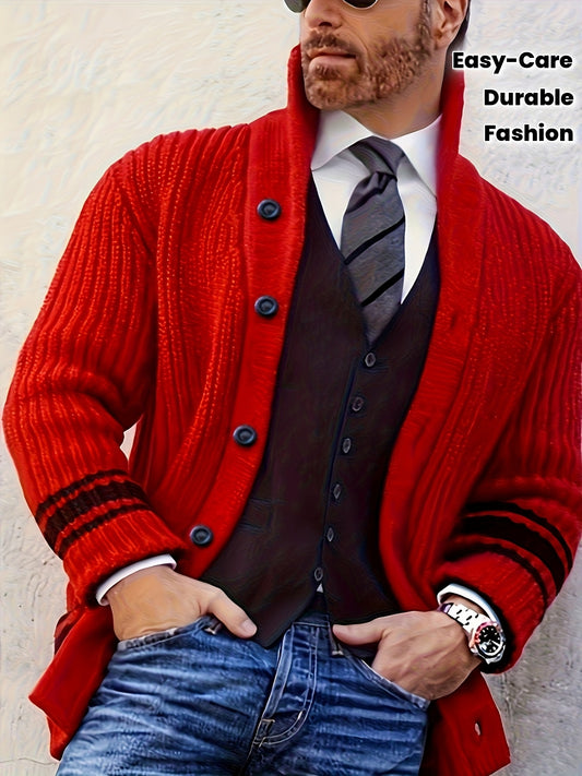 Mens Casual Stand Collar Loose Fit Open Front Sweater Cardigan