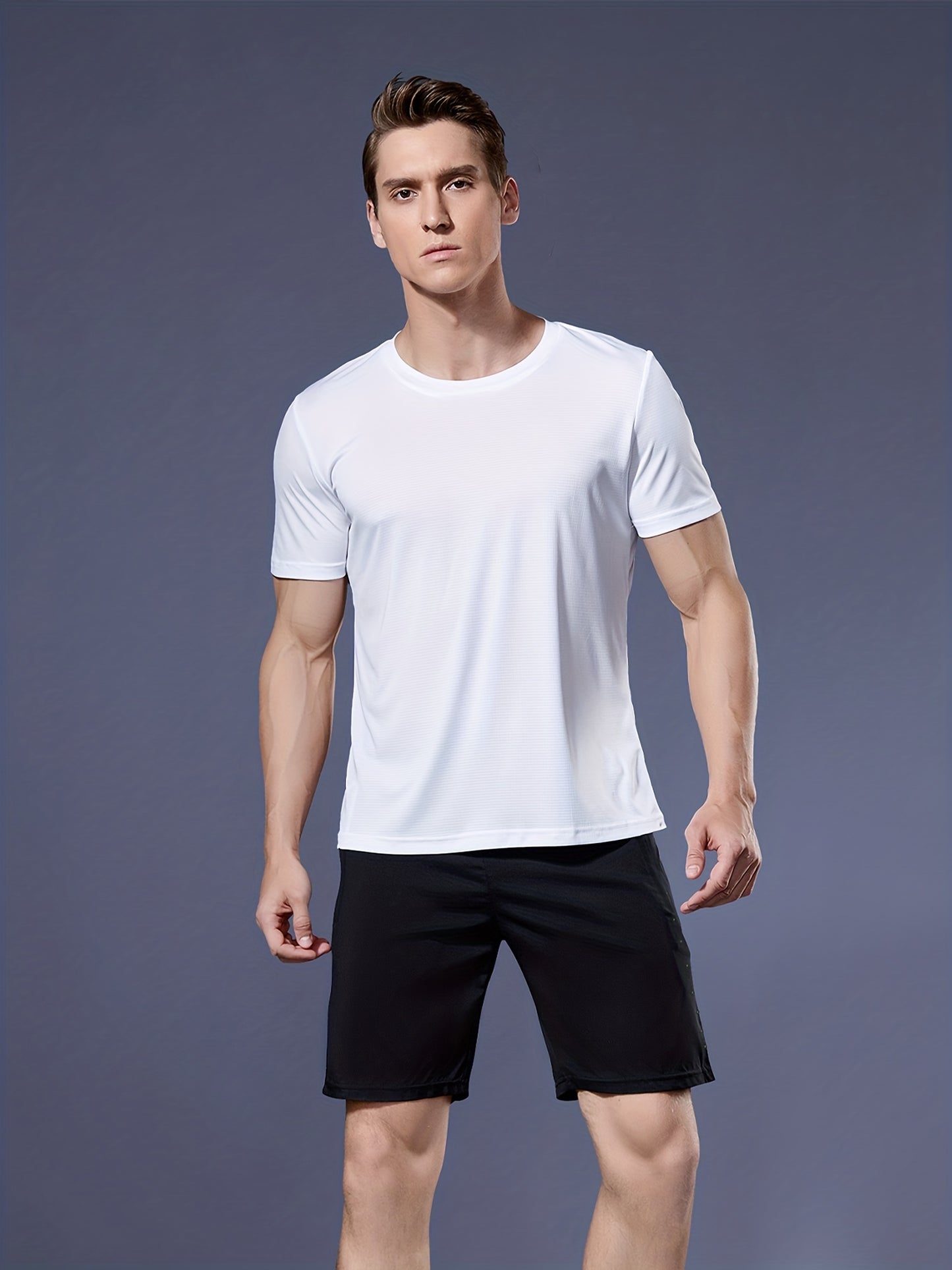 Mens Breathable Activewear Quick-Dry Ultra-Thin Lightweight Crew Neck Tshirt