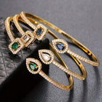 Womens Elegant Cubic Zirconia Geometric Cuff Bracelet