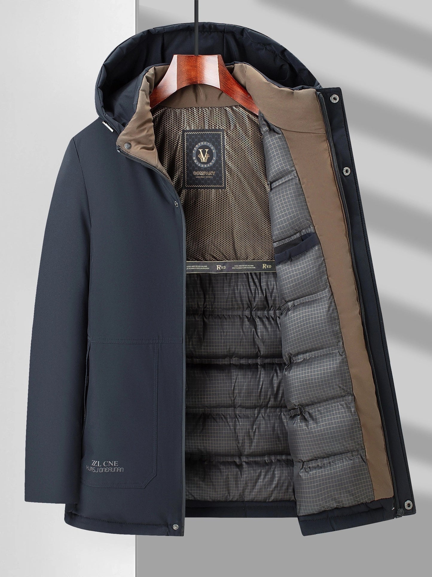 Mens Heavy-Duty Hooded Full-Zip Closure Thick Winter Jacket