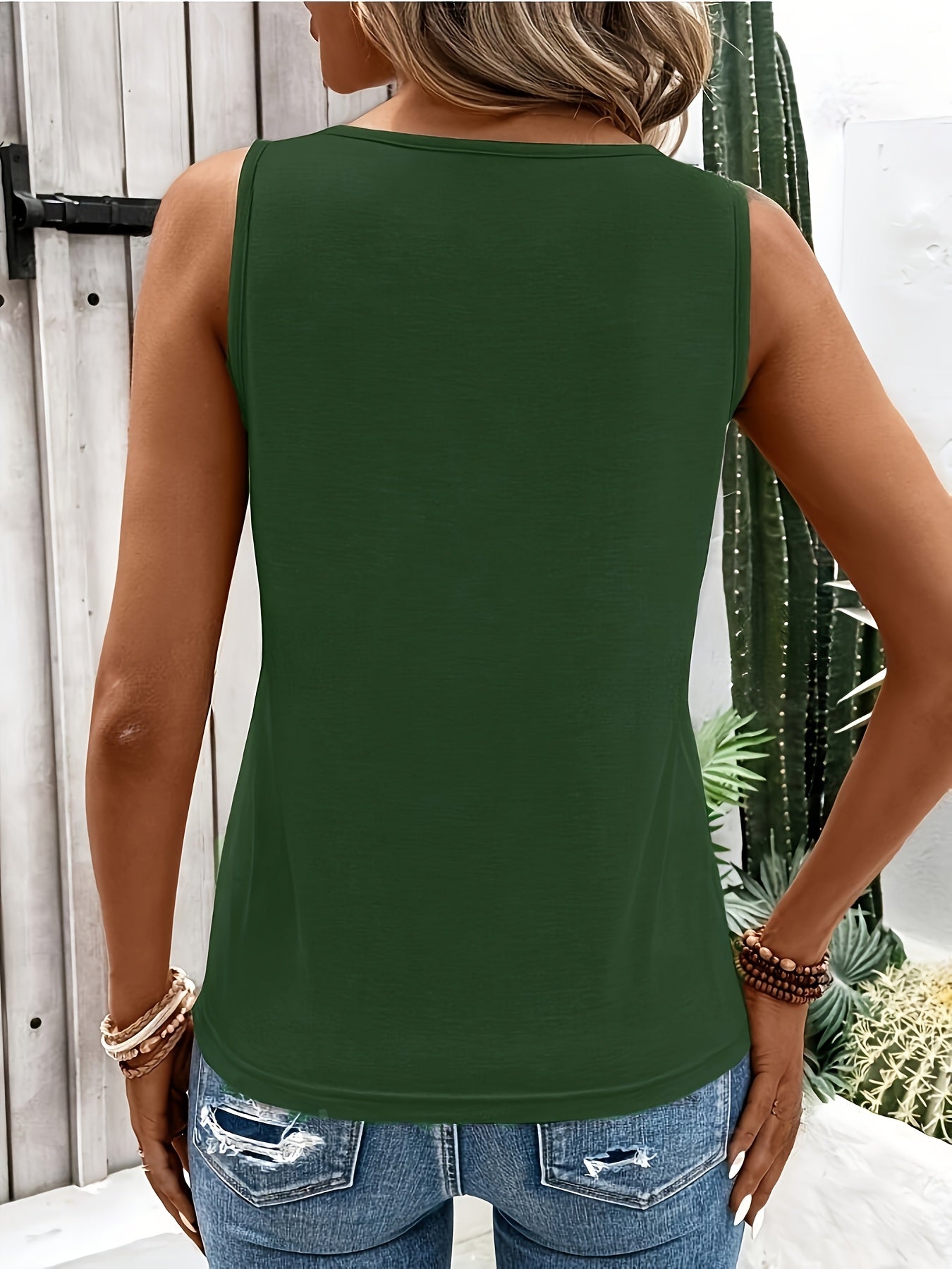 Womens Casual Open-Front Ring Detail Round Neck Regular Fit Top