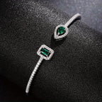 Womens Elegant Cubic Zirconia Geometric Cuff Bracelet