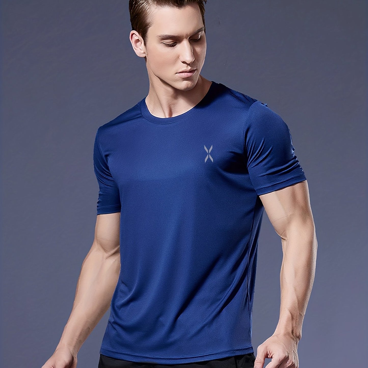 Mens Breathable Activewear Quick-Dry Ultra-Thin Lightweight Crew Neck Tshirt