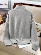 Womens Elegant Half-Turtleneck Knit Solid Colour Sweater