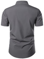 Mens Plaid Collar Classic Design Casual Short Sleeve Shirt
