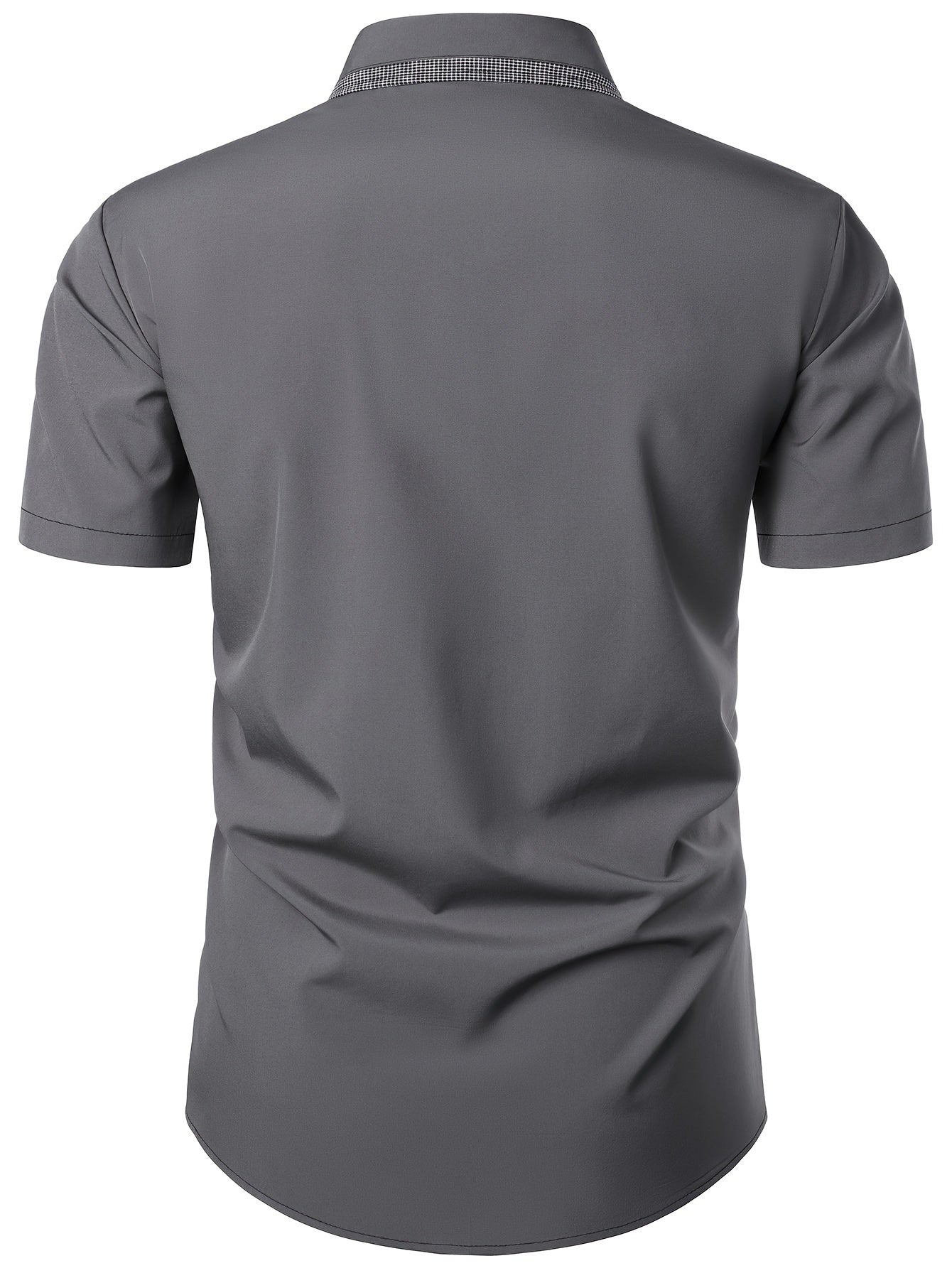 Mens Plaid Collar Classic Design Casual Short Sleeve Shirt