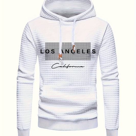 Mens Casual Graphic Letter Print Retro Hooded Loose Fit Sweatshirt