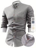 Mens Casual Button-Front Long Sleeve Classic Shirt