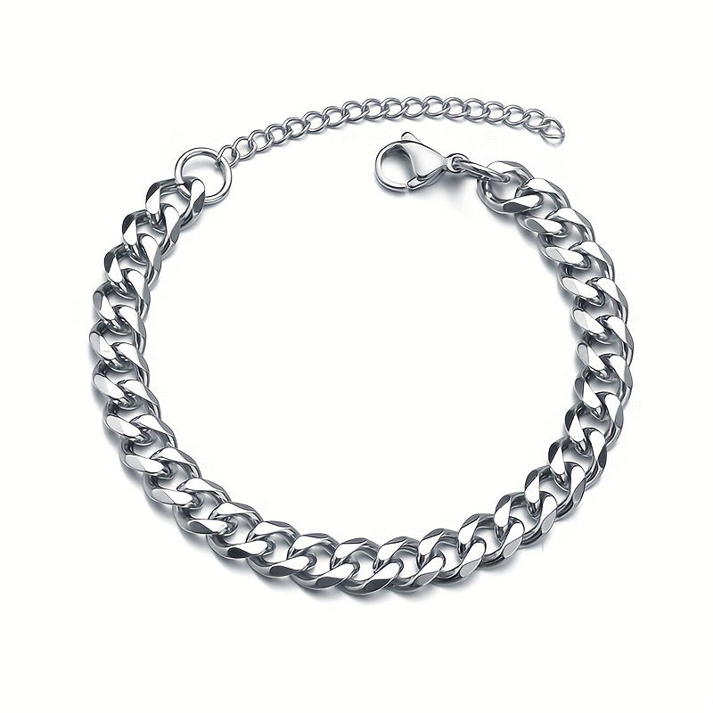 Mens Hip Hop Stainless Steel Cuban Chain Bracelet