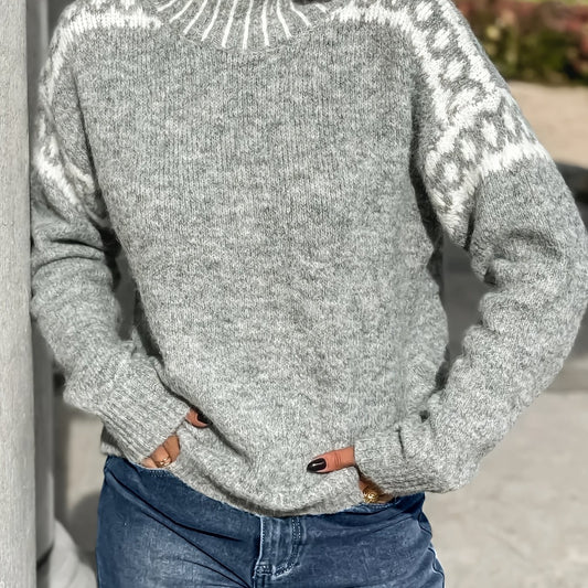 Womens Elegant Half-Turtleneck Knit Solid Colour Sweater