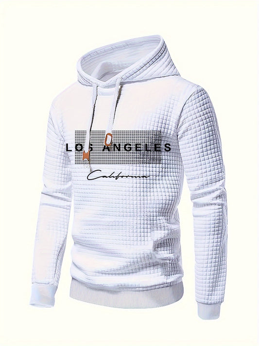 Mens Casual Graphic Letter Print Retro Hooded Loose Fit Sweatshirt