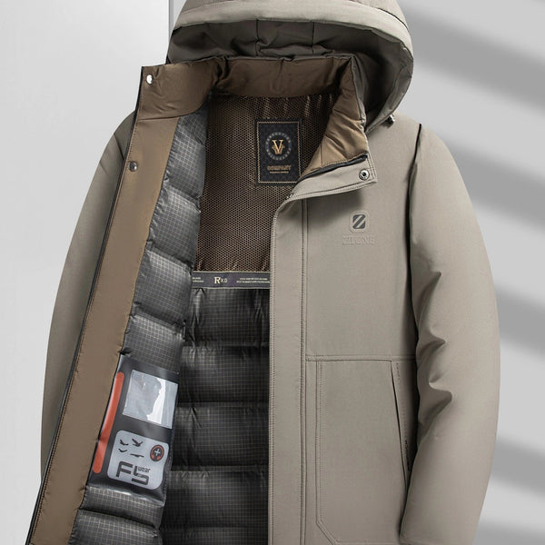 Mens Heavy-Duty Hooded Full-Zip Closure Thick Winter Jacket