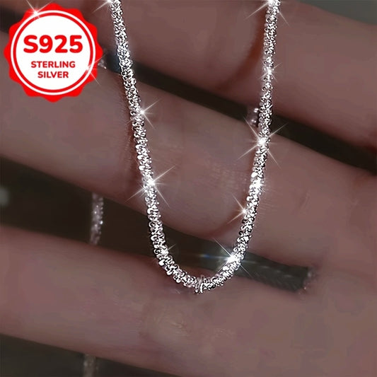 Womens 925 Silver Plated Sparkling Collarbone Chain Necklace