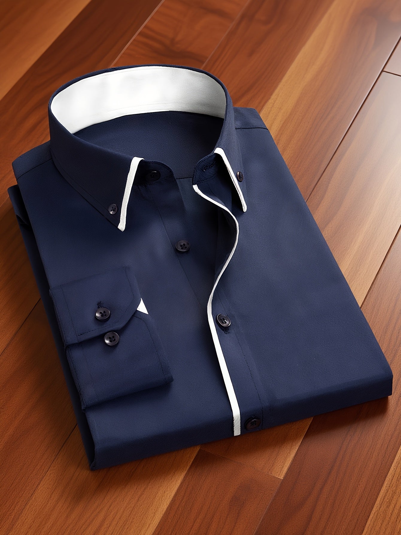 Mens Classic Formal Wrinkle-Resistant Business Long-Sleeve Button-Up Shirt