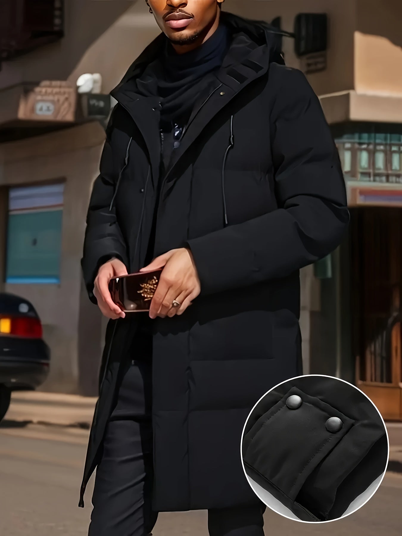 Mens Warm Winter Casual Hooded Soild Colour Outdoor Jacket