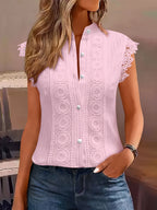Women'S Elegant V-Neck Sleeveless Blouse - Chic Office to Party Tops, Button-Front Closure, Lightweight Summer Shirt for Women, Formal & Casual Outfits - Easy-Care, Versatile Clothing, Office Attire, Stylish Top, Fashion Love