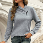Womens Casual Elegant Asymmetrical Neck Solid Colour Knitted Sweater