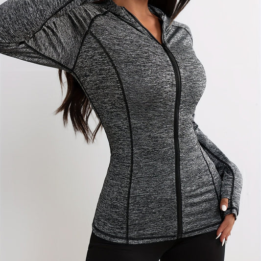 Womens Long Sleeve Stripe Detail Full Zipper Casual Activewear Hooded Sports Jacket