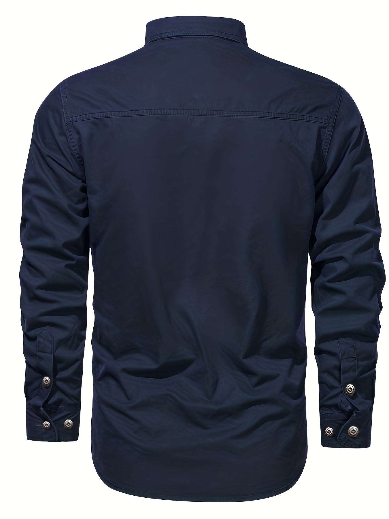 Mens Casual Heavyweight Long Sleeve Button-Up Classic Collar Shirt