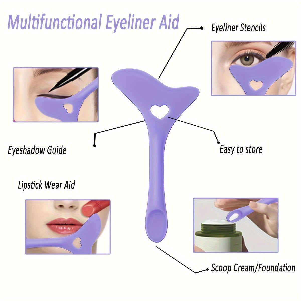 3-Piece Multifunctional Silicone Eyeliner Stencil Set