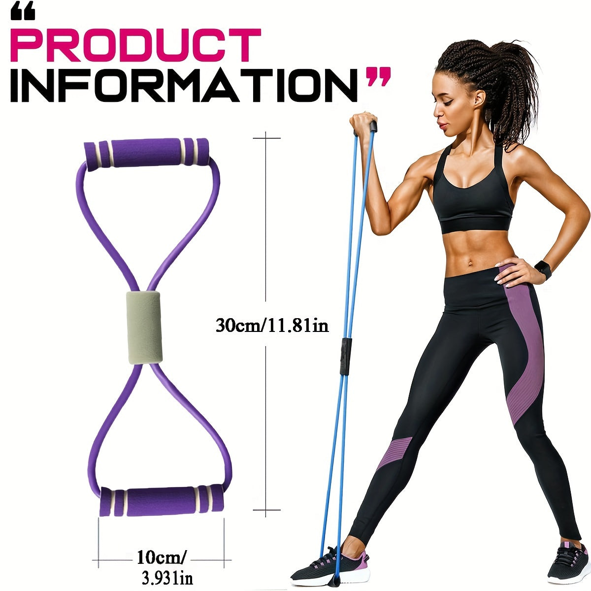 8-shaped Tension Belt With Handles, Elastic Yoga Resistance Band, Chest Expansion Belt For Arm & Leg Stretching, Workout, Yoga, Pilates, Suitable For Beginner