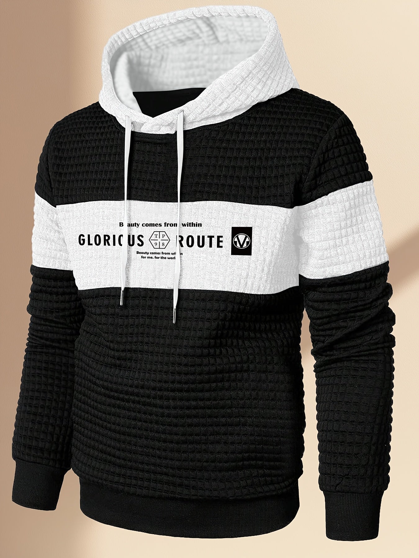 Mens Athletic Casual Long Sleeve Letter Print Hooded Sweatshirt
