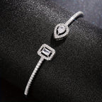 Womens Elegant Cubic Zirconia Geometric Cuff Bracelet