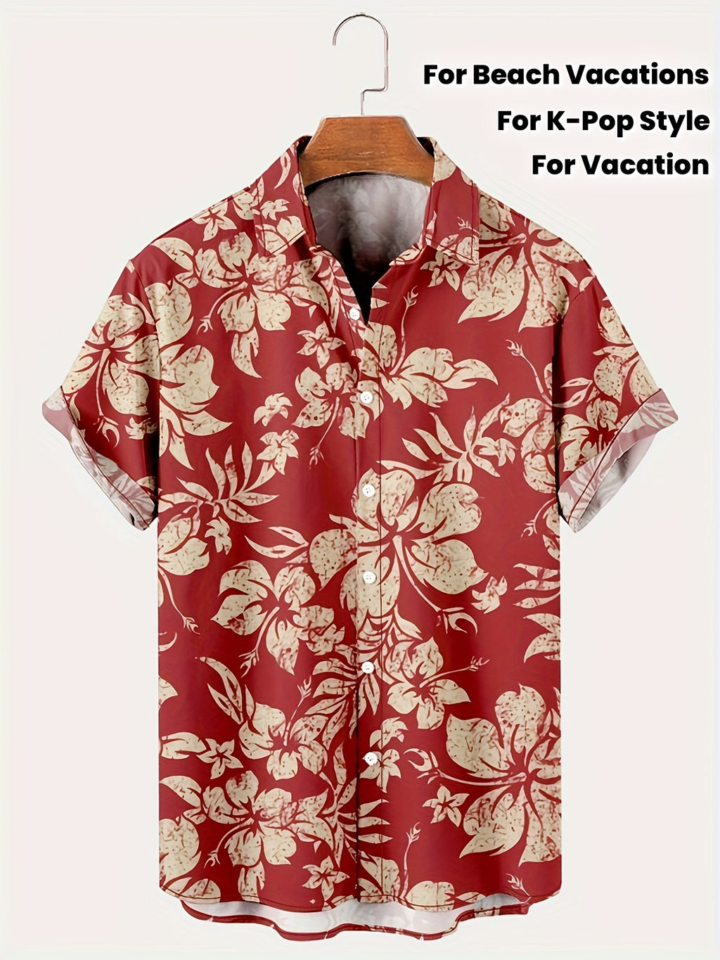 Mens Casual Lightweight Breathable Lapel Hawaiian Tropical Floral Print  Shirt