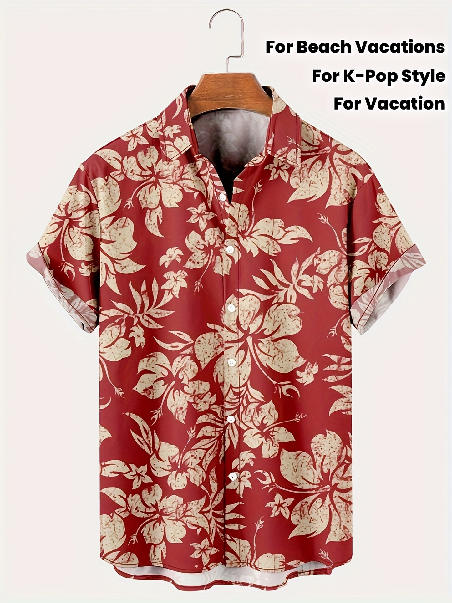 Mens Casual Lightweight Breathable Lapel Hawaiian Tropical Floral Print  Shirt