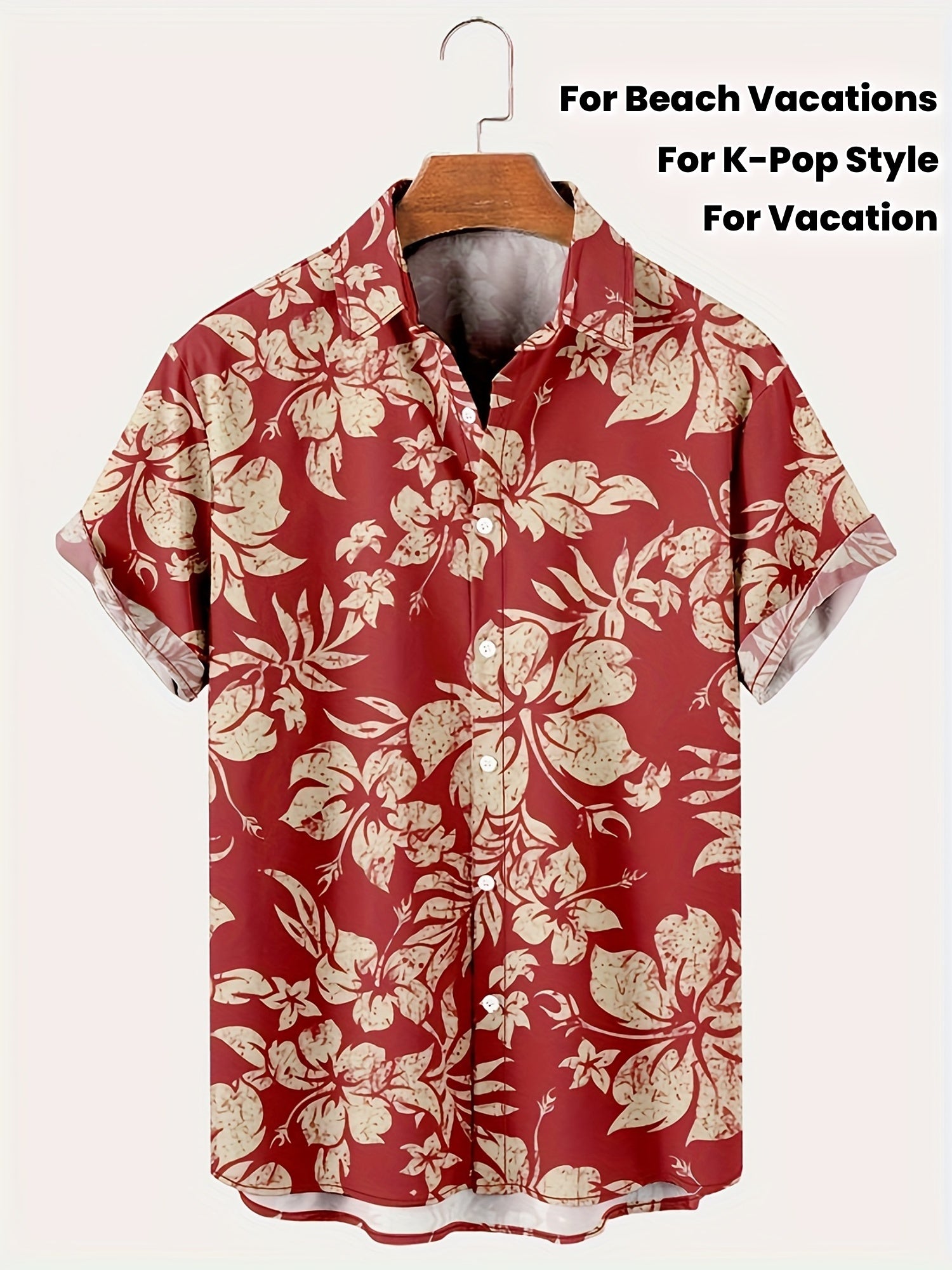 Mens Casual Lightweight Breathable Lapel Hawaiian Tropical Floral Print  Shirt