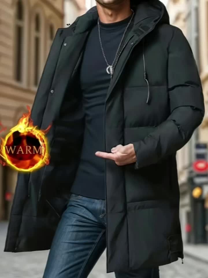 Mens Warm Winter Casual Hooded Soild Colour Outdoor Jacket