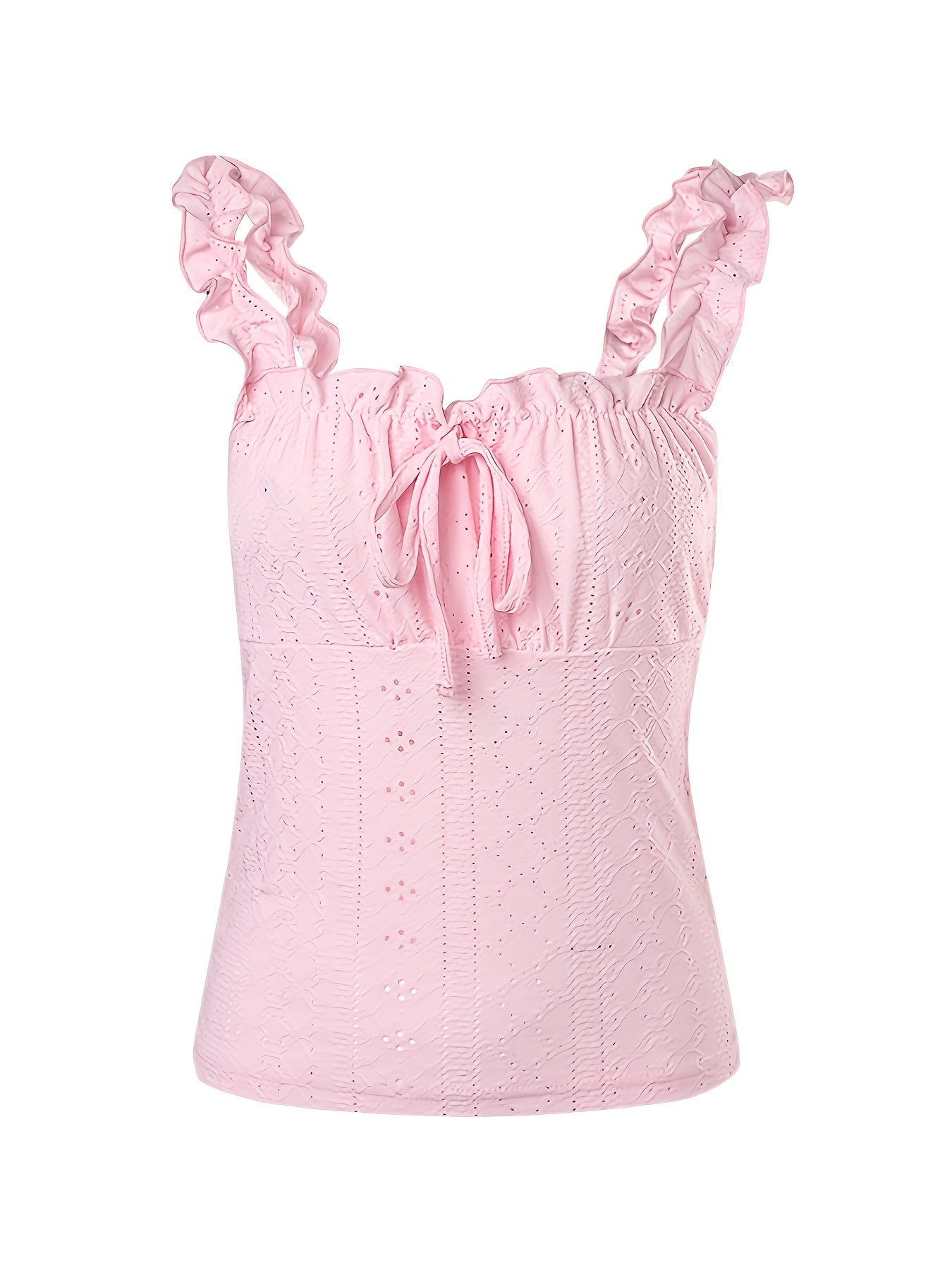 Womens Stylish Ruffled Edge Tie-Up Butterfly Knot Sleeveless Top