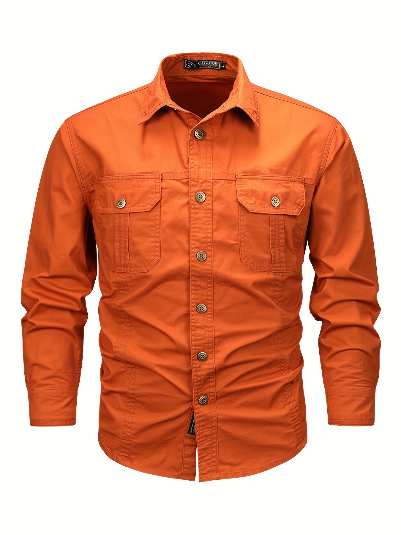 Mens Casual Heavyweight Long Sleeve Button-Up Classic Collar Shirt