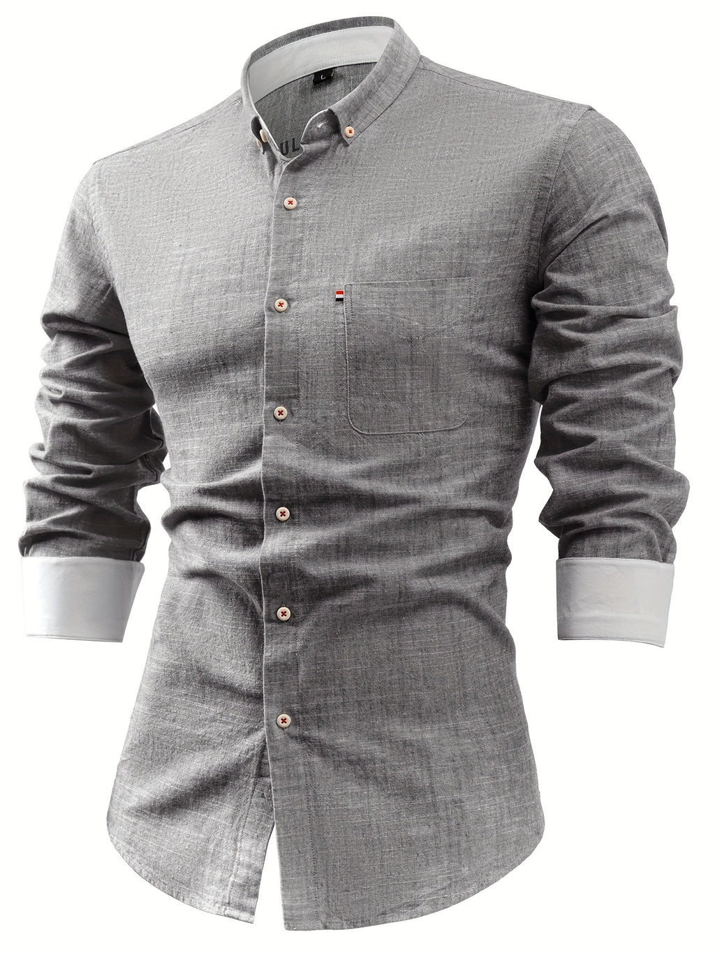 Mens Casual Button-Front Long Sleeve Classic Shirt